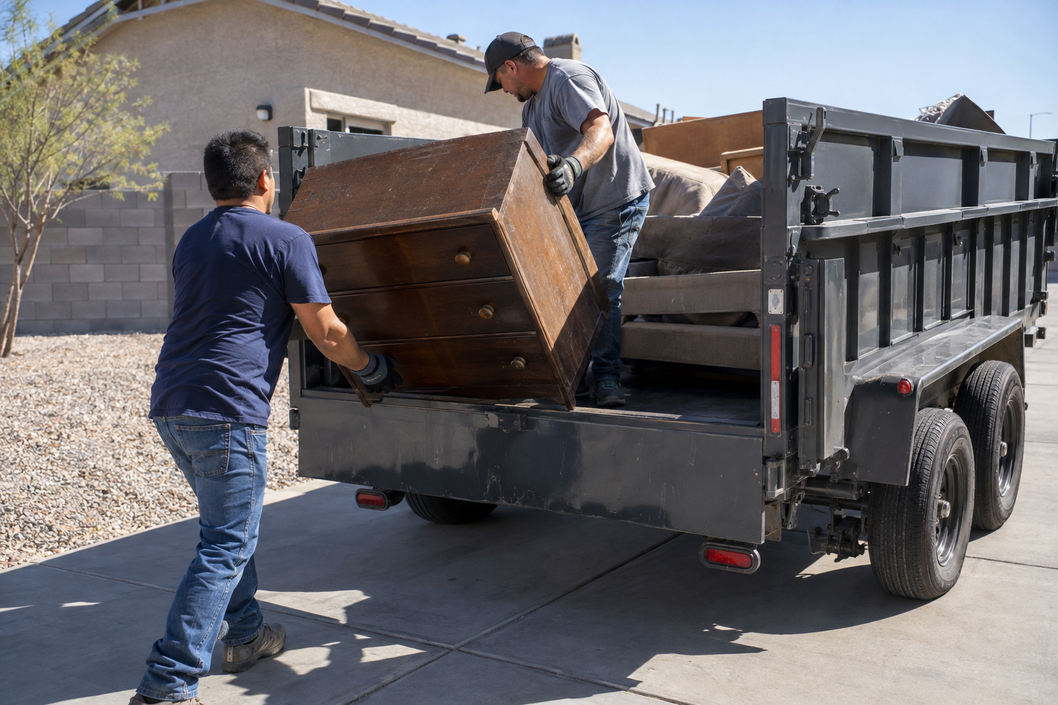 junk removal crew loading a truck in Phoenix